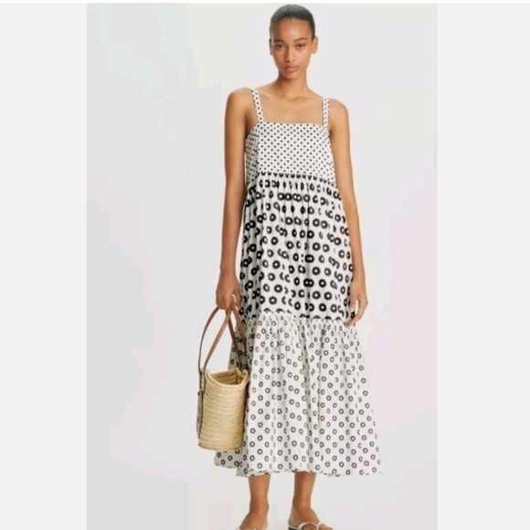 Tory Burch Dresses & Skirts - 🌼 SOLD - Tory Burch Mod Dot Patchwork Midi Dress – Size 4 🌼